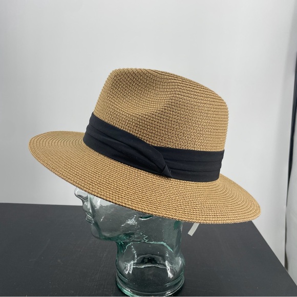 Source Unknown Accessories - Straw Fedora Beach Sun Hat Wide Brim Panama Roll up Hat UPF 50+